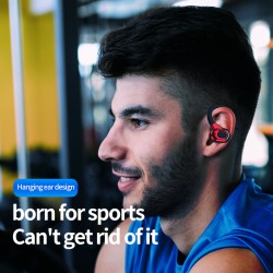 M-l8 Bluetooth Earphone with Charging Cabin Mini In-ear Business Sports Hanging Ear Headsets Blue