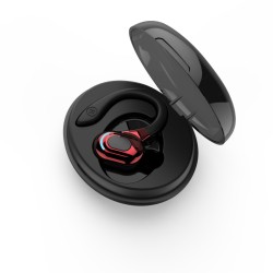 M-l8 Bluetooth Earphone with Charging Cabin Mini In-ear Business Sports Hanging Ear Headsets Red