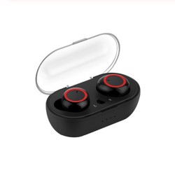 TWS Earphones Bluetooth5.0 Binaural Stereo In-ear Wireless Headset with Charging Bin Call Conversation Support Sports Headphones  red ring