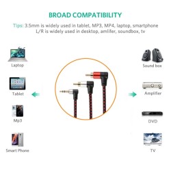 2RCA to 3.5mm Male aux Cable 3.5 Jack RCA Audio Cables Headphone aux Jack Splitter For Iphone 2 meters