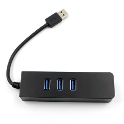 3-Port USB 3.0 Hub With RJ45 10/100/1000 Gigabit Ethernet Adapter Converter LAN Wired USB Network Adapter for Tablets black