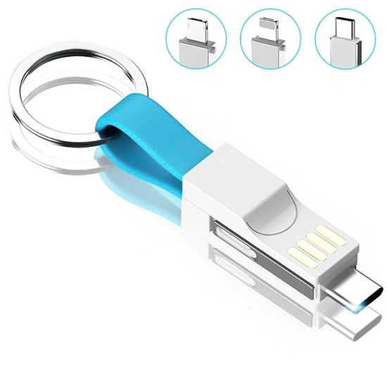 3 in 1 Magnetic 13CM Mini USB Data Cable Mobile Phone Portable Charging Data Cables Type C/Micro USB black