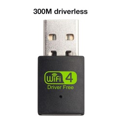 300M Wireless Network Card USB Wireless WiFi Receiver 300Mbps USB Driverless Transmitter Mini Free Drive Signal Receiver black