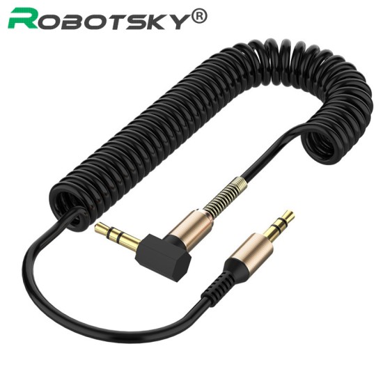 3.5 Spring Recording Line 3.5mm Audio Elbow Recording Cable Male To Male Telescopic Car Audio Line black