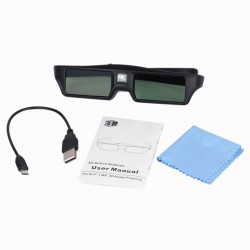 3D Glasses DLP link Rechargeable Battery High Brightness and Contrast Image Flexible Stand Compatible with All 3D DLP Projectors black