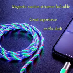 Data Line LED Magnetic Micro USB Cable Android Type-C IOS Fast Charging Cable for Mobile Phone blue_Type C interface