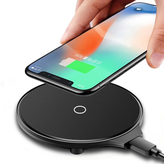 Thin Wireless Charging Pad with USB Cable for Mobile Phone black