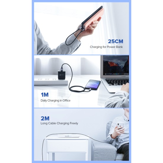 Ugreen Type-c Data Cable 3a Fast Charging Transmission Line for Android Xiaomi 9 Huawei Mate20 P40 Honor Redmi White