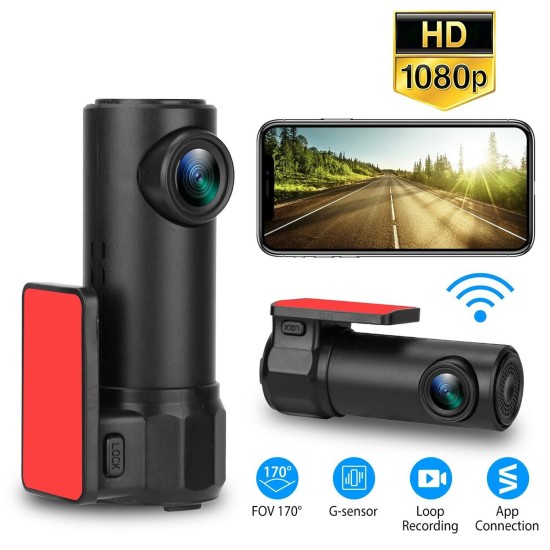 1080P HD Wireless Wifi Car Dvr Camera Dash Cam G-sensor Video Recorder 360 Degree Night Vision Driving Recorder Black