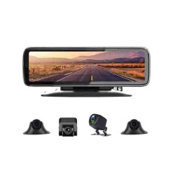 12-inch Car Dash Cam Touch-screen 360-degree Panoramic Rearview Mirror Black