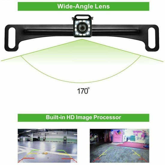 170 Degree Car  Rear  View  Camera Waterproof Ip68 Rain-proof Super Night Vision Reverse Cam Kit Suitable For Cars Trucks Suvs black