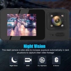 2 Inch 1080p Dash Cam Car DVR Infrared Night Vision Recorder Black