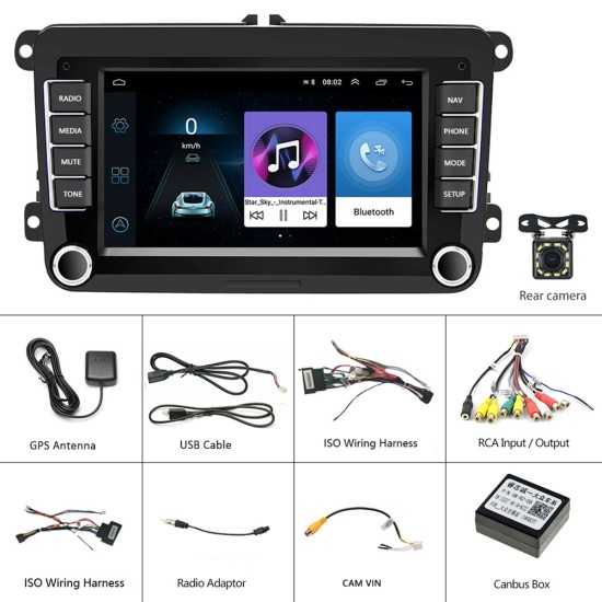 2-din 7-inch Android Car Navigation Central Control Large-screen Built-in Wireless Carplay Radio for Volkswagen