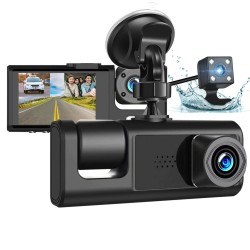 2-inch Screen Car Driving Recorder 3-way HD 1080P 3-lens Parking Monitoring Dvr Video Recorder Black