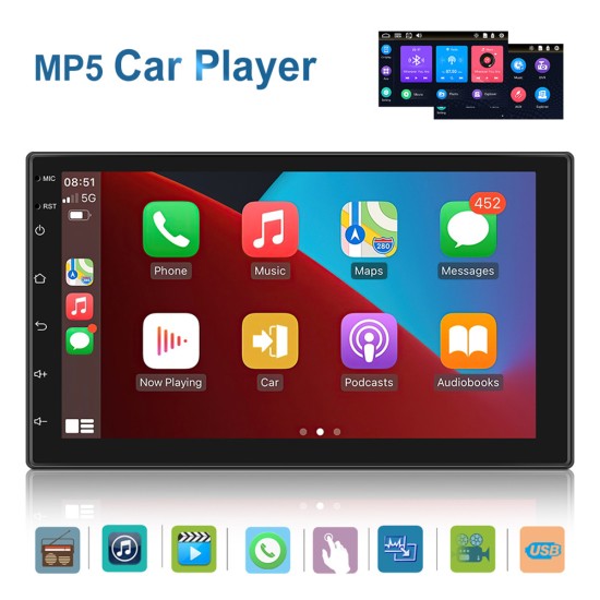 7-inch Car Radio Wired Carplay MP5 Player Universal GPS Bluetooth Touch-control Button