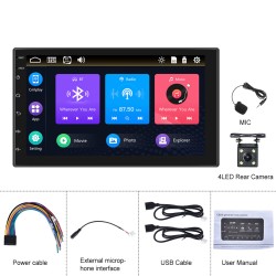 7-inch Car Radio Wired Carplay MP5 Player Universal GPS Bluetooth Touch-control Button with 4 light camera