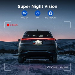Azdome 2k Car Dash Cam Dashboard Camera Wifi Gps Night Vision 1440p Uhd Front Camcorder Driving Recorder Black