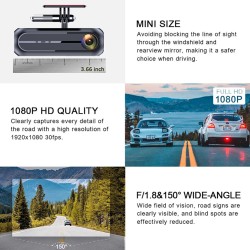 Dash Cam 170 Degrees Wifi Car Recorders 1080P HD Night Vision Car Video Recorder Black
