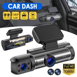 Dash Cam 3.16-inch Dual-lens Driving Recorder Front Inside Camera G-sensor HD Night Vision Wide-angle Car Dvr Black