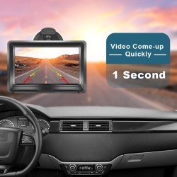 Wired HD Reversing Camera with 5 Inch LCD Ahd Monitor License Plate Frame Display Black