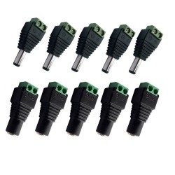 10Pcs Male Female DC Power Plug Jack Adapter Wire Connector for CCTV