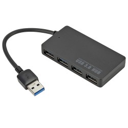 4 USB 3.0 HUB Port Splitter Adapter External Power Converter 5Gbps Ultra High Speed for IOS Laptop black