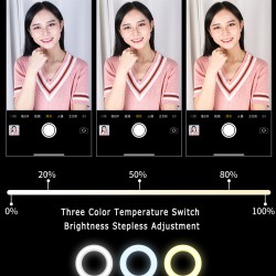 Y2 Selfie Fill Light Desktop LED Ring Light for Tripod Stand USB Plug for YouTube Tik Tok Live Photo Studio black