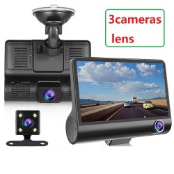 4" HD Night Car Dvr Dash Cam 4.0 Inch Video Recorder Auto Camera 3 Camera Lens With Rear View Camera Registrator Dashcam DVRs black