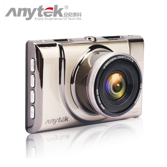 Anytek A100+ 1080P FHD Car DVR Camera - 170 Degree Lens, Video Record, WDR, Parking Monitor Night Vision - Gold