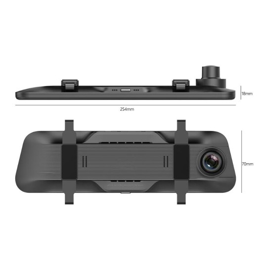 Dash Cam Rear View Night Vision Driving Recorder DVR 9.66 Inch 2K Rearview Mirror Loop Recording Car Video Camera black