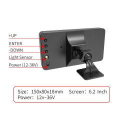 Universal Car Hud Head-up Display HD Large Screen Gps Speedometer Digital Speeding Alarm Black