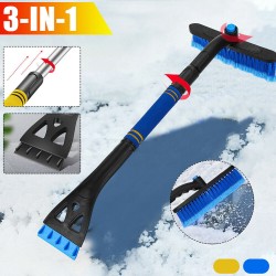 3-in-1 Expandable Car Ice Scraper with Snow Sweeping Brush Windshield Defrost Shovel Tool Blue