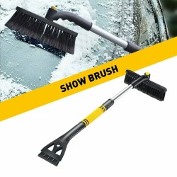 3-in-1 Expandable Car Ice Scraper with Snow Sweeping Brush Windshield Defrost Shovel Tool Yellow