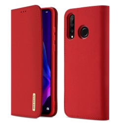 DUX DUCIS For HUAWEI P30 lite / Nova 4E Solid Color Magnetic Leather Protective Phone Case with Bracket red