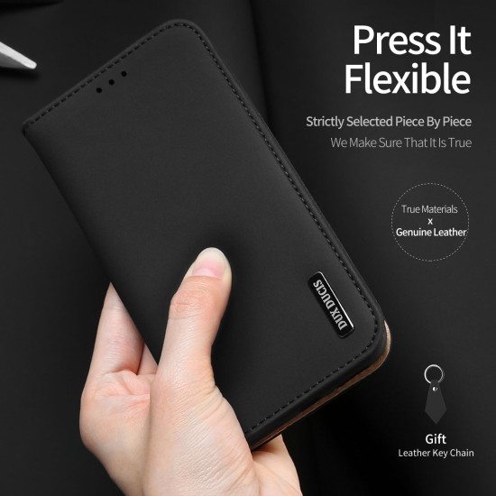 DUX DUCIS For HUAWEI P30 lite / Nova 4E Solid Color Magnetic Leather Protective Phone Case with Bracket black