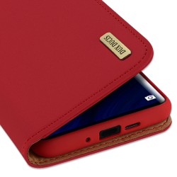 DUX DUCIS For Huawei P30 pro Luxury Genuine Leather Magnetic Flip Cover Full Protective Case with Bracket Card Slot red_Huawei P30 pro