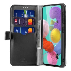 DUX DUCIS For Samsung A51/A71 Fall Resistant Mobile Phone Cover Magnetic Leather Protective Case Bracket with 3 Cards Slot black_Samsung A71