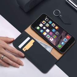 DUX DUCIS For iPhone 6 plus / 6s plus Luxury Genuine Leather Magnetic Flip Cover Full Protective Case with Bracket Card Slot black
