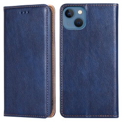 Flip Phone Case Magnetic Protective Cover Leather Sleeve Blue for iPhone 14 Plus
