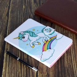 For iPad 5/6/7/8/9-iPad Pro9.7-iPad 9.7 Laptop Protective Case Color Painted Smart Stay PU Cover single horned horse