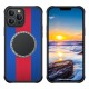 Mobile  Phone  Case Color-blocking Strip Metal Brushed Anti-fall Protective Cover For Iphone13 Blue red blue_iPhone13