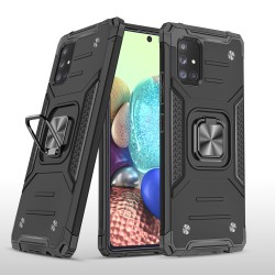 Mobile Case with Bracket TPU PC for Samsung A71 5G Anti-drop All-inclusive PVC Bag black