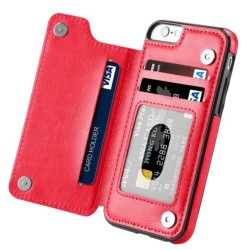 Multifunction Magnetic Leather Wallet Case Card Slot Shockproof Full Protection Cover for iPhone X 7/8 7/8 Plus red