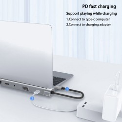 11 In 1 Docking Station Type-c Interface Usb3.1 To HDMI-compatible Adapter Docking Station Gray