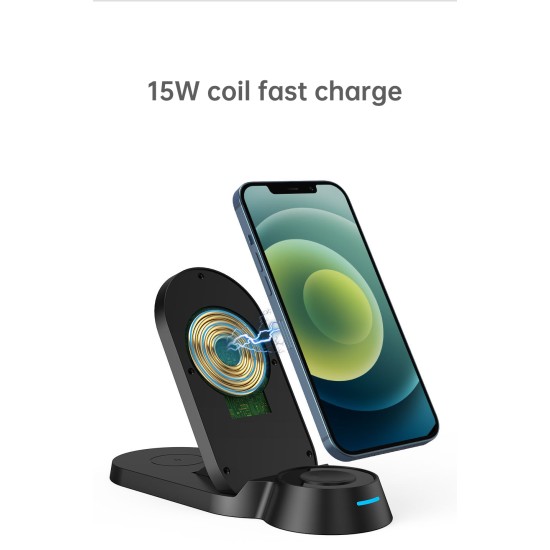 3-in-1 Multifunctional Wireless Fast Charger For Phone Watch Headset Desktop Wireless Charging Base White