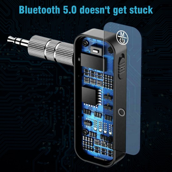 3.5mm AUX Car Bluetooth Receiver Audio Adapter Bluetooth 5.0 Transmitter Black