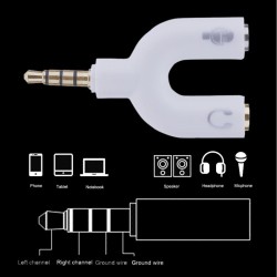 3.5mm Audio Adapter 1-to-2 Audio Adapter U-shaped Converter Mobile Headset Splitter Black