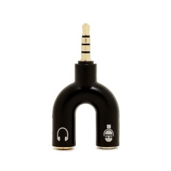 3.5mm Audio Adapter 1-to-2 Audio Adapter U-shaped Converter Mobile Headset Splitter Black