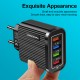 4-port Usb Mobile Phone Charger with Led Light 5V/3A Travel Fast Quick Charging Usb Adapter Black EU Plug