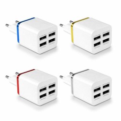 5.1A USB Power Adapter Wall Charger 4 Ports Travel Charger Cube Block red_US plug